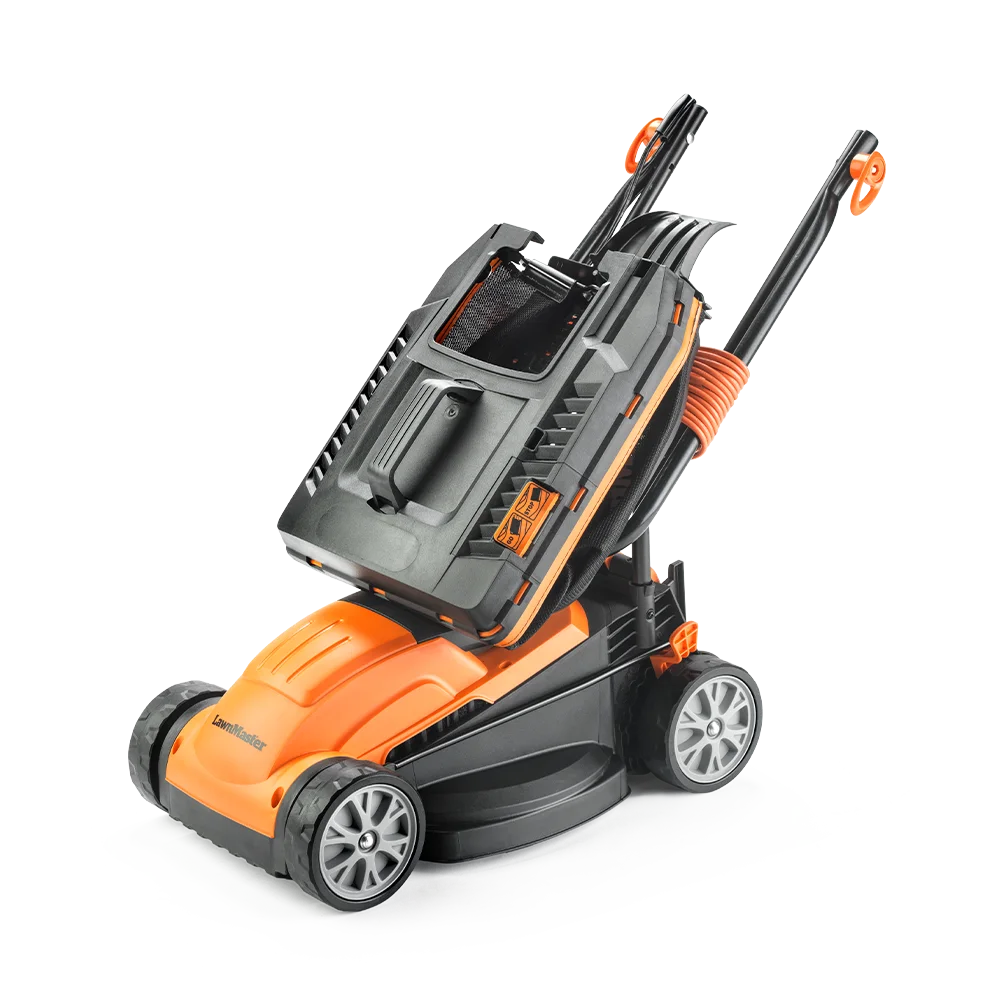LawnMaster 32cm Electric Lawn Mower with folding handles