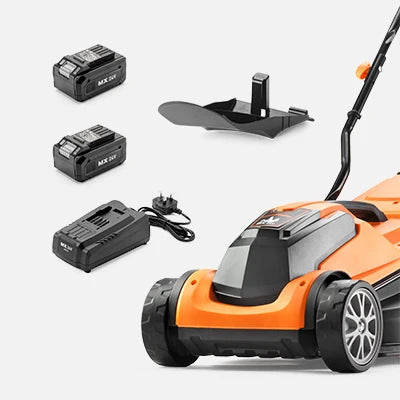 LawnMaster MX 24V 34cm Cordless Mower in the box