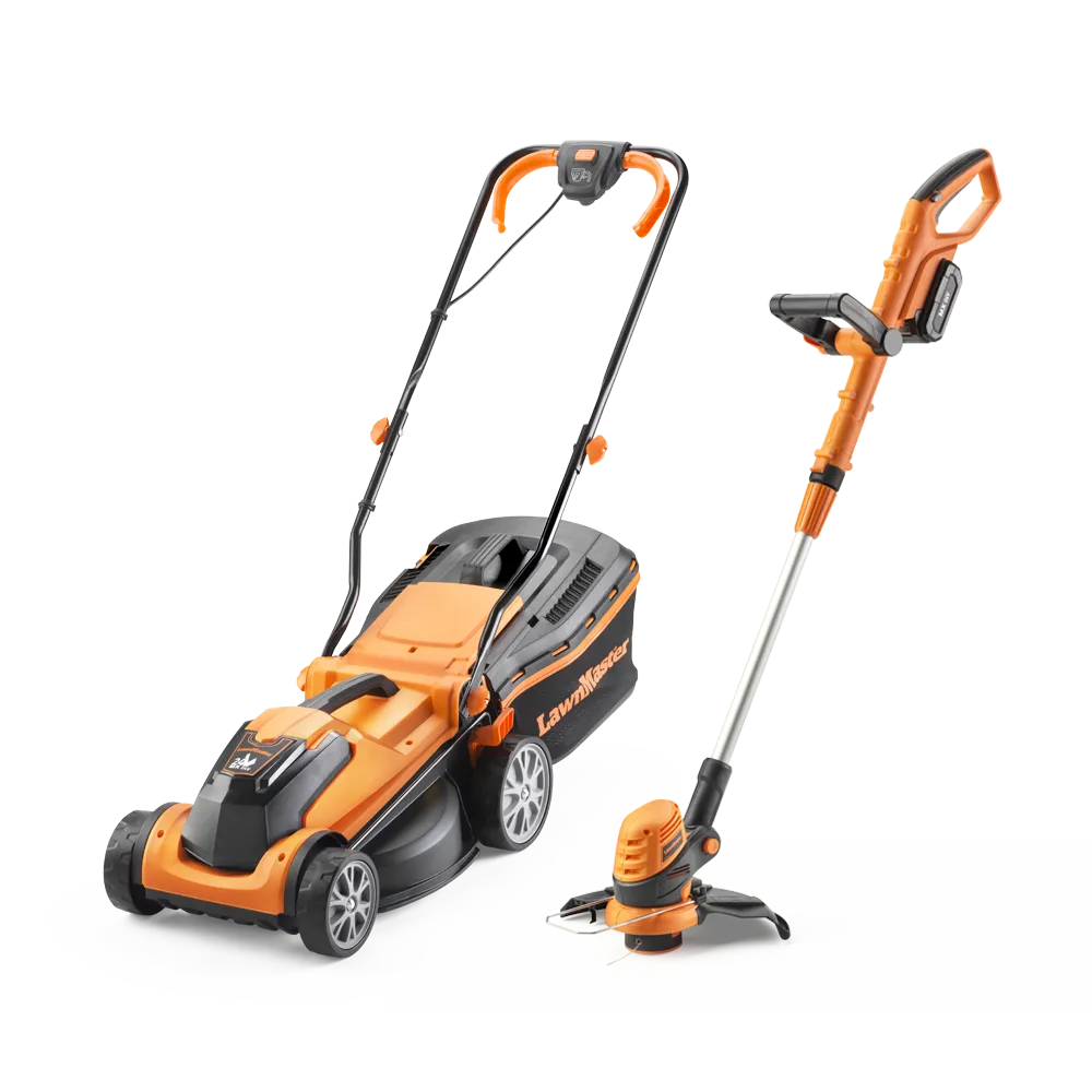 LawnMaster 24V 34cm Cordless Lawn Mower and Grass Trimmer Bundle by Cleva UK - MFGT COMBO