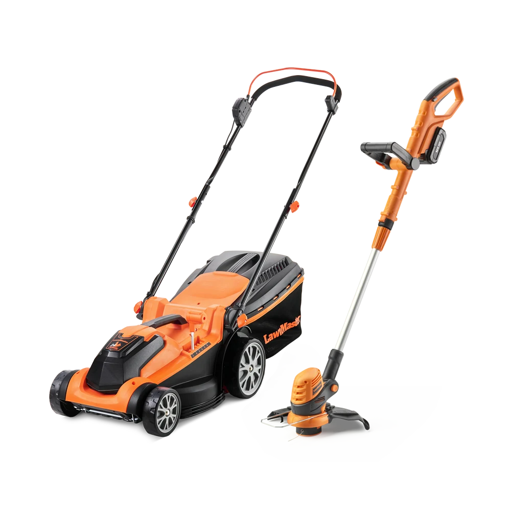 LawnMaster 24V 37cm Cordless Lawnmower and Grass Trimmer Twin Pack by Cleva UK - CLMF2437G COMBO