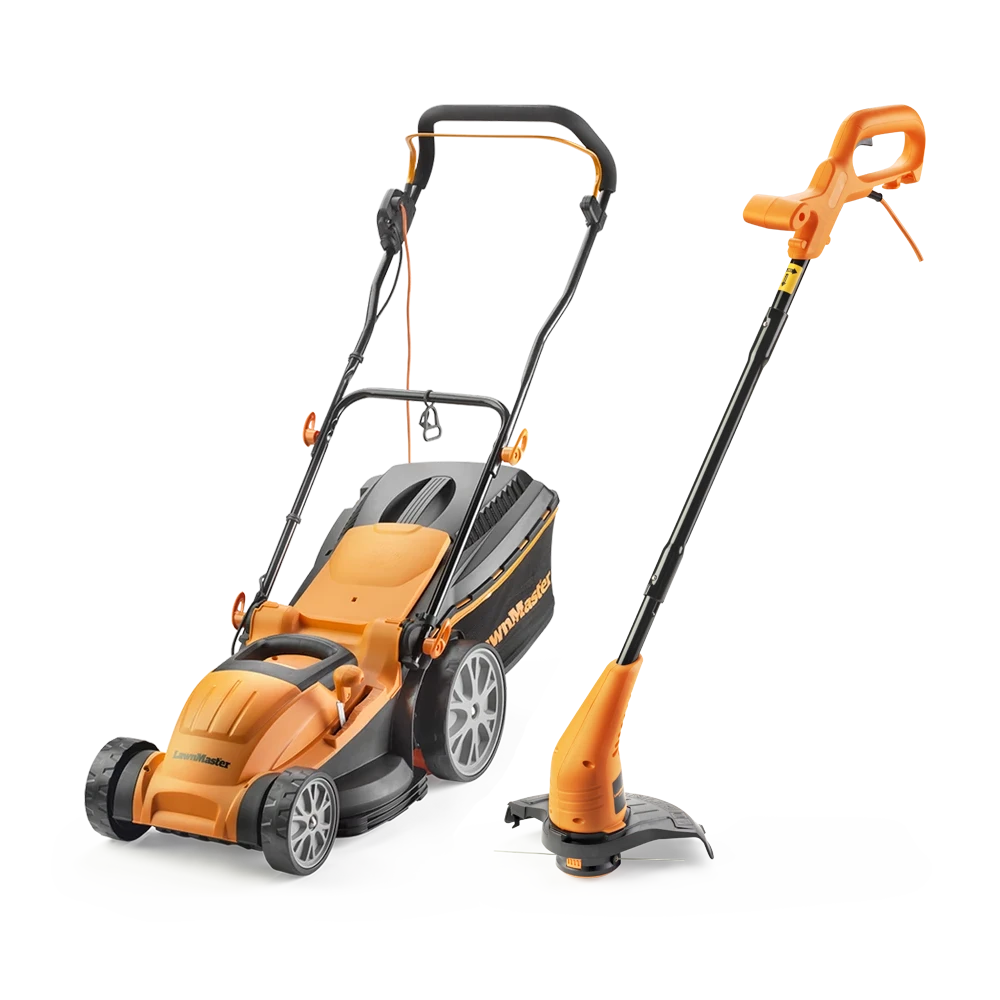 LawnMaster 1800W 40cm Electric Lawnmower and 25cm Grass Trimmer Set