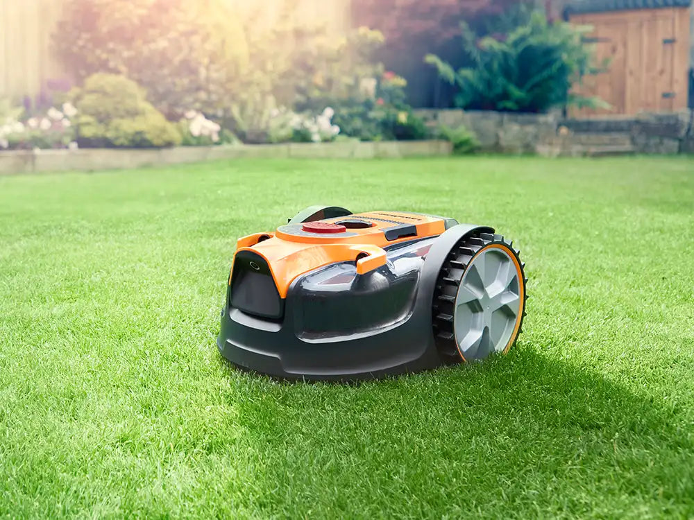 Robot Mower on Lush Green Lawn
