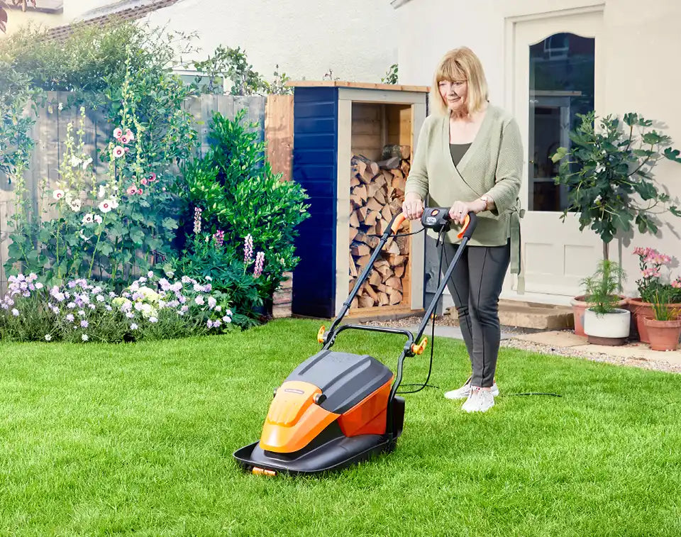 Qualcast electric hover lawnmower 33cm 1500w with grass collection hotsell