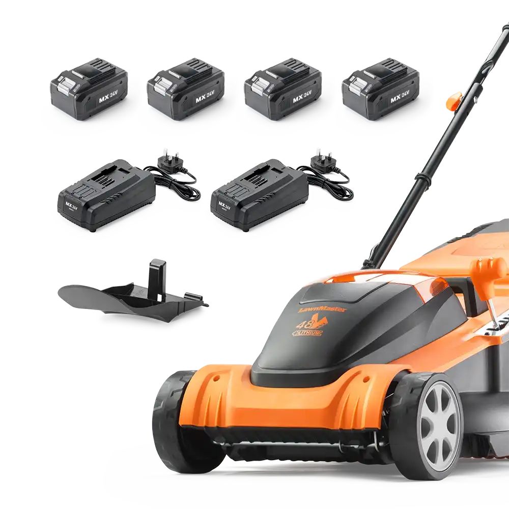 LawnMaster 48V 41cm Cordless Lawnmower in the box