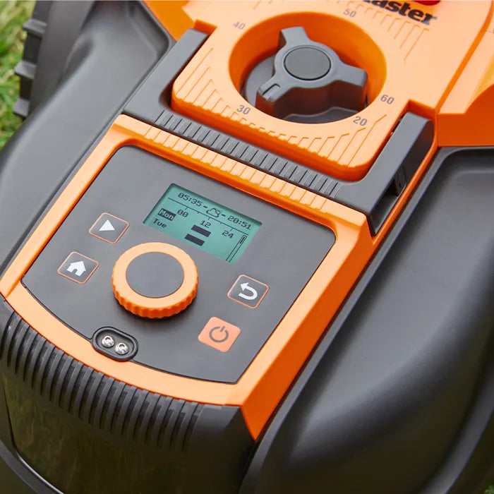 Robot lawn mower with LCD control with dial and button navigation