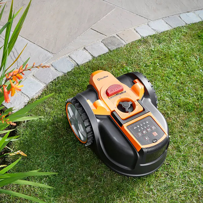Robot Mower OcuMow AMB16-400 on a lawn with a clearly defined border