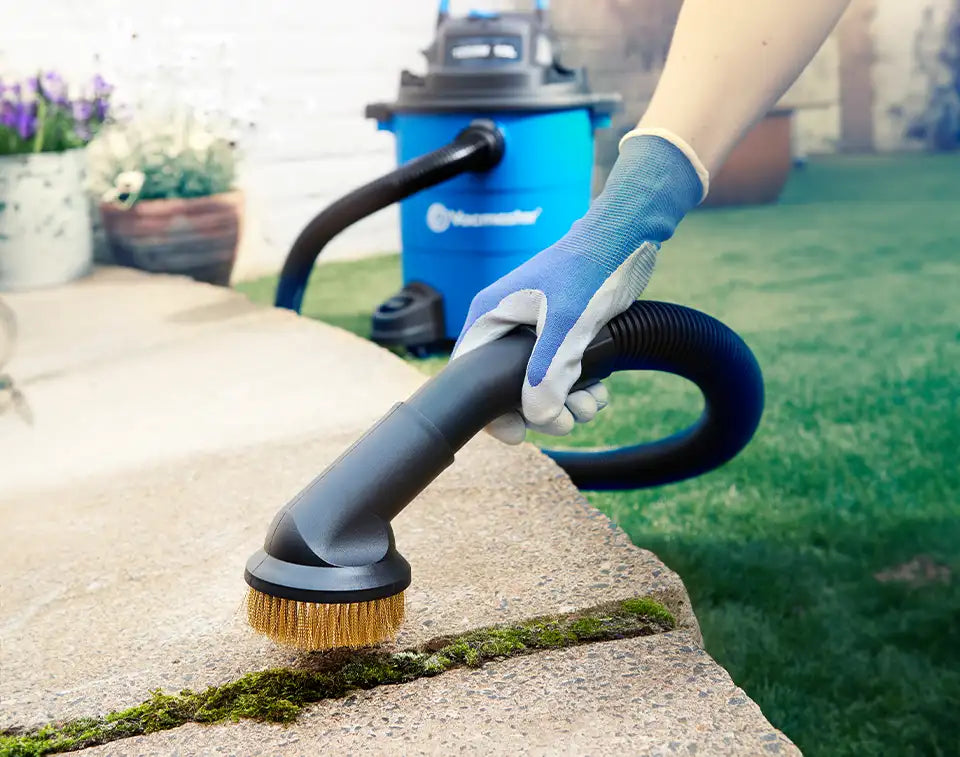 Vacuum cleaner in UK garden