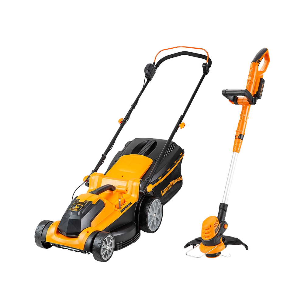 LawnMaster 24V 37cm Cordless Lawnmower and Grass Trimmer Twin Pack by Cleva UK - CLMF2437G COMBO