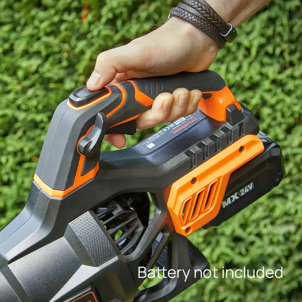 LawnMaster Axial Cordless Leaf Blower with MX 24V Battery Turbo Mode