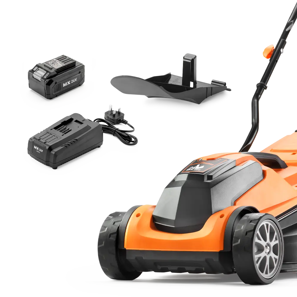 LawnMaster 24V Cordless Lawnmower in the box