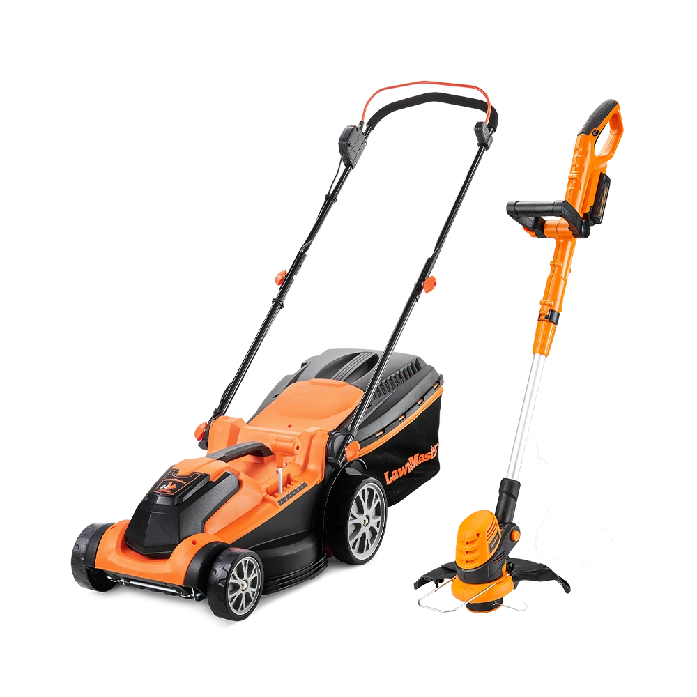 LawnMaster 24V 37cm Cordless Lawnmower and Grass Trimmer Twin Pack by Cleva UK - CLMF2437G COMBO