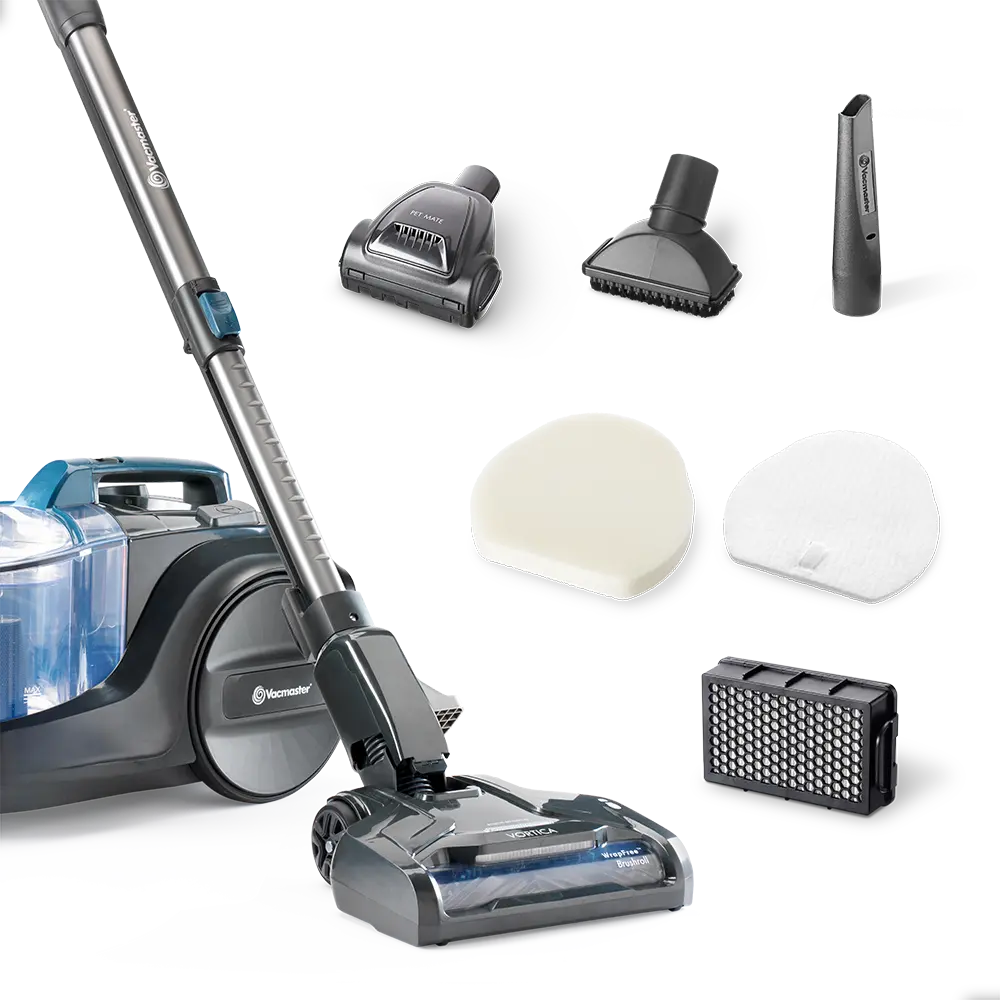 Cylinder Vacuum Cleaner Vacmaster Vortica supplied with various attachments
