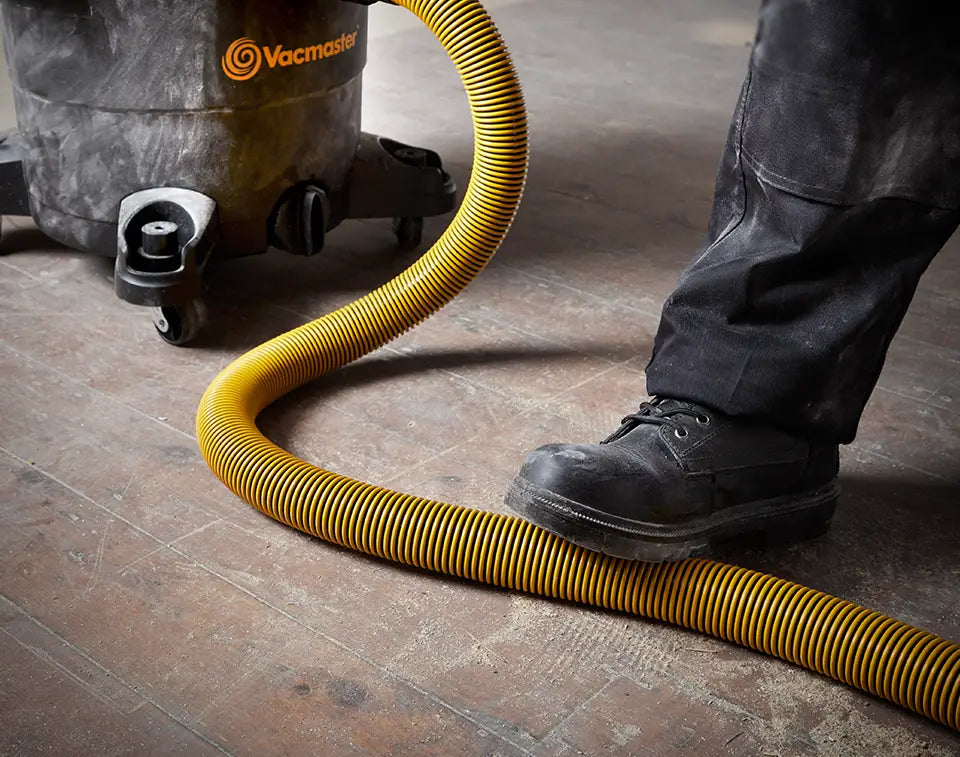 Dust Extractor VJF1235PF-01LC L35 with Anti Crush Hose  being stepped on with workers boot