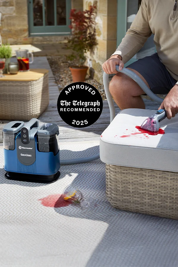 Vacmaster EasyClean Go Cordless Spot Cleaner in garden cleaning juice from upholstery