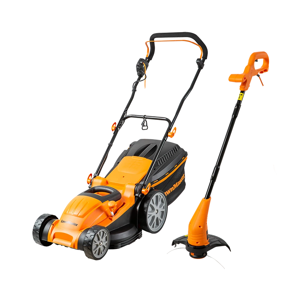 LawnMaster 1800W 40cm Electric Lawnmower and 25cm Grass Trimmer Set