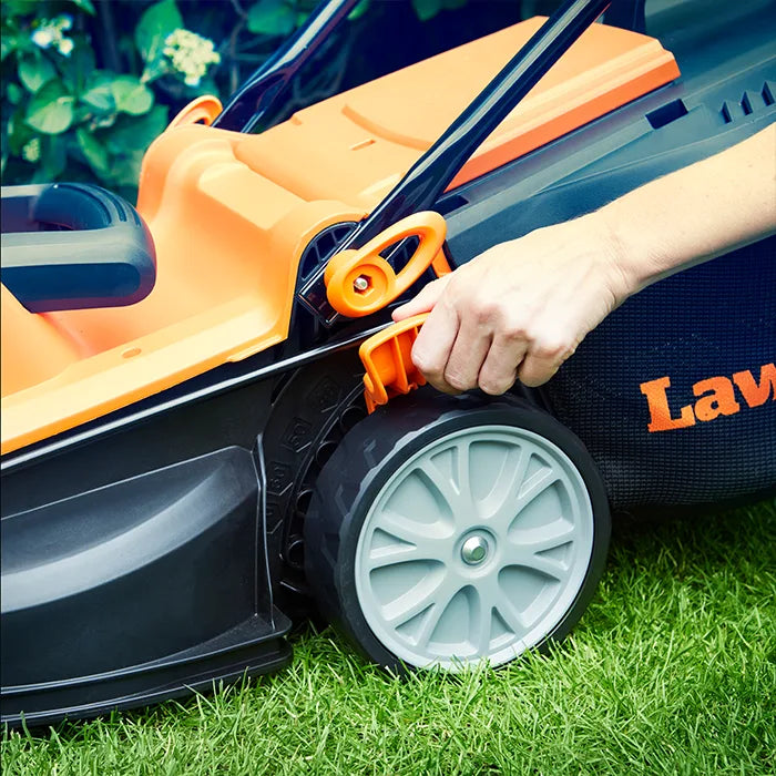 LawnMaster Powerful Electric 1400W 34cm Mower Cutting Heights