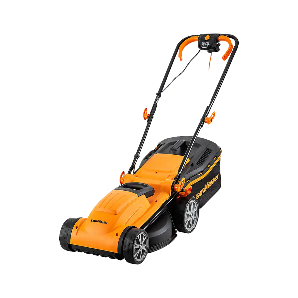 LawnMaster 1400W 34cm Electric Lawn Mower Rear Roller Long