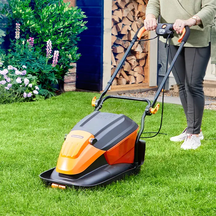 LawnMaster Hover Mower on a UK Lawn
