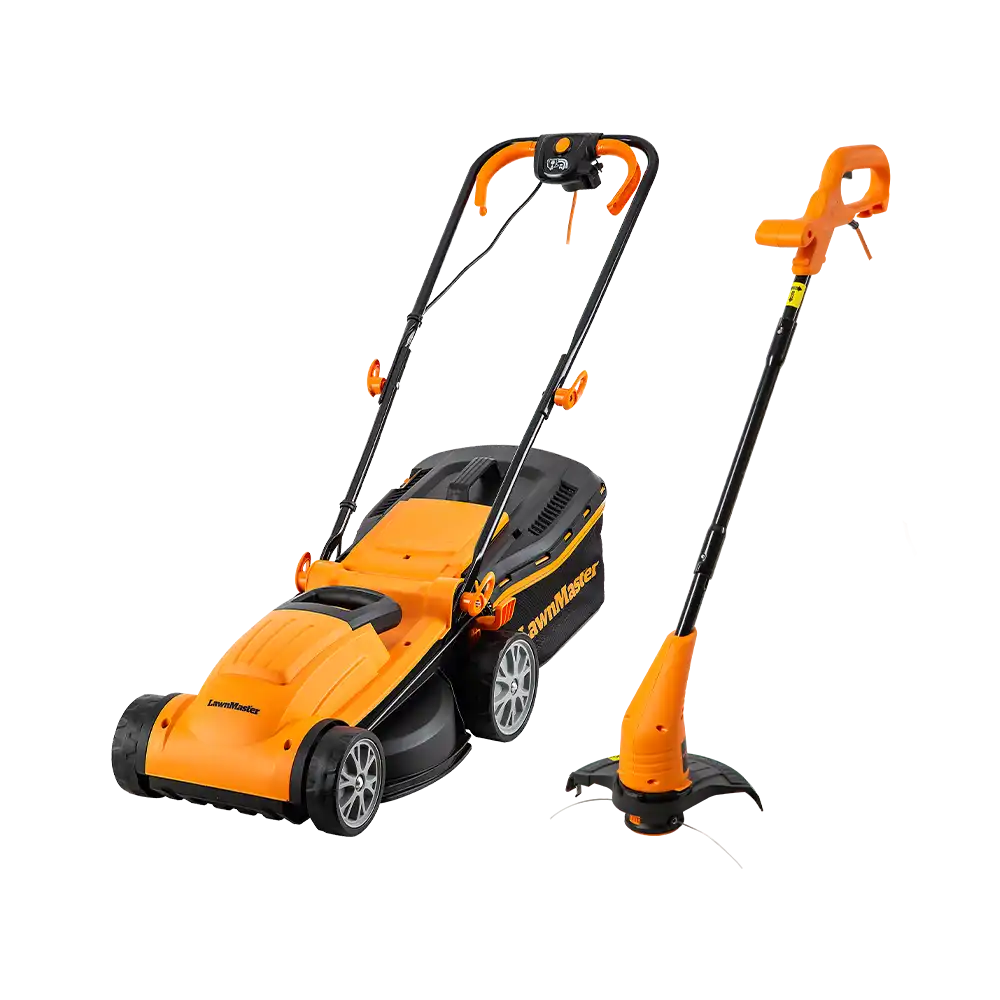 LawnMaster 1400W 34cm Electric Lawnmower and 25cm Grass Trimmer Set MEB1434M COMBO