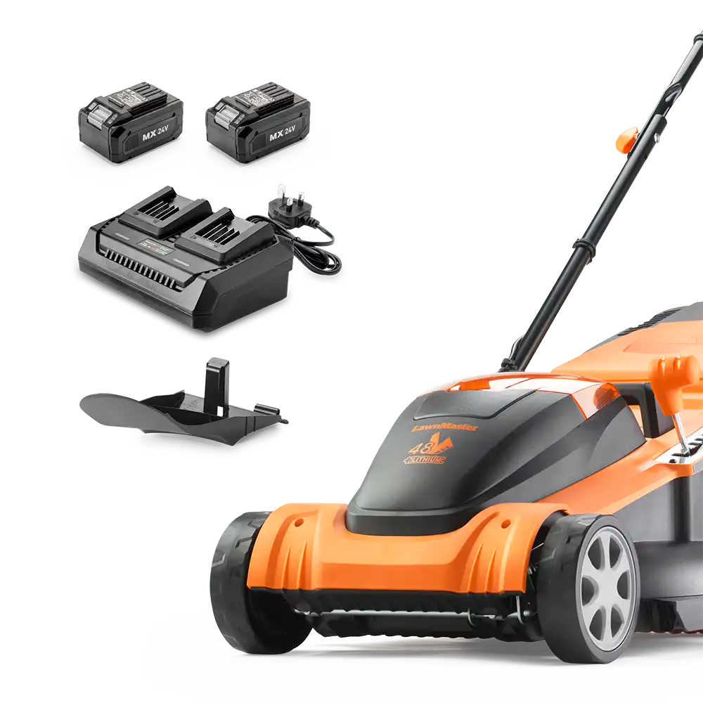 LawnMaster Cordless Lawn Mower 48V 41cm Li-ion Batteries and dual charger CLMF4841E-1-01