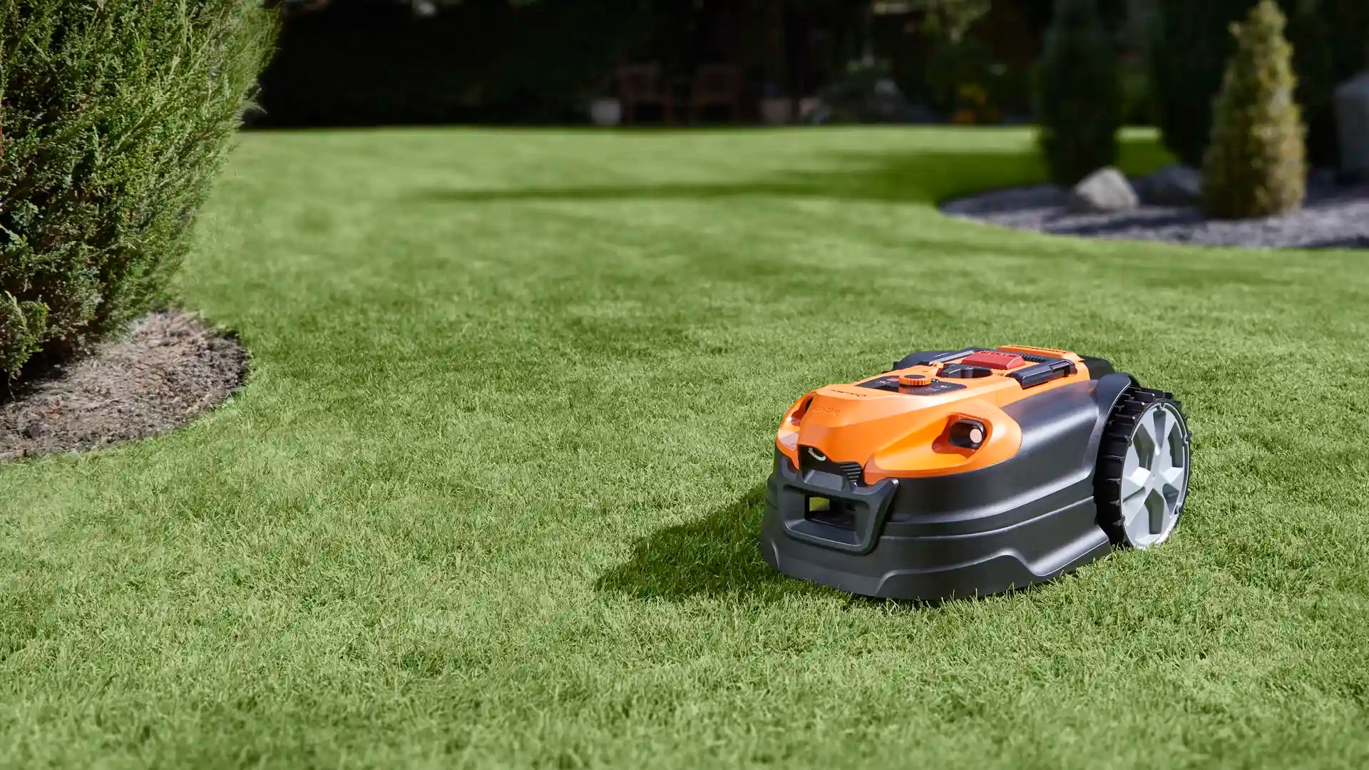 LawnMaster VBRM18 OcuMow18 Robot Mower on UK lawn Easter Sale