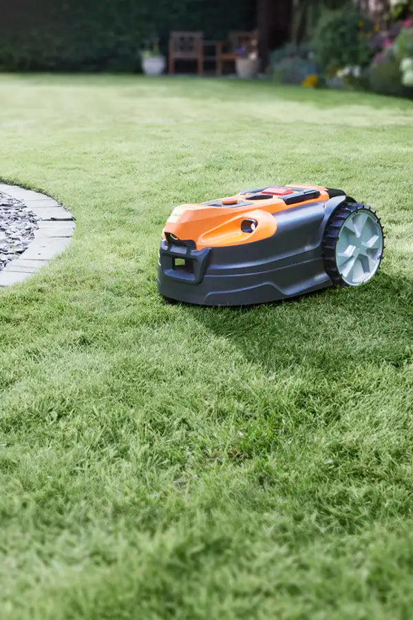 LawnMaster VBRM18 OcuMow18 Robot Mower on UK lawn Easter Sale