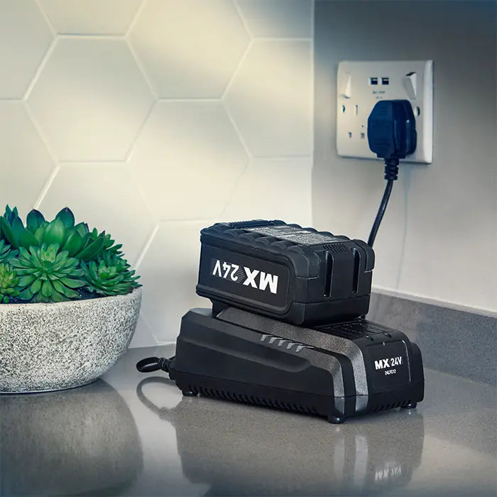 LawnMaster MX24V Fast Charger in a UK Kitchen