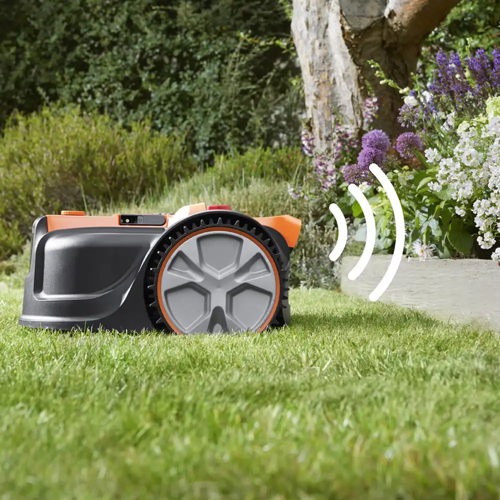 Robot Lawn Mower AMB16i-600 detecting raised edges and flowerbeds