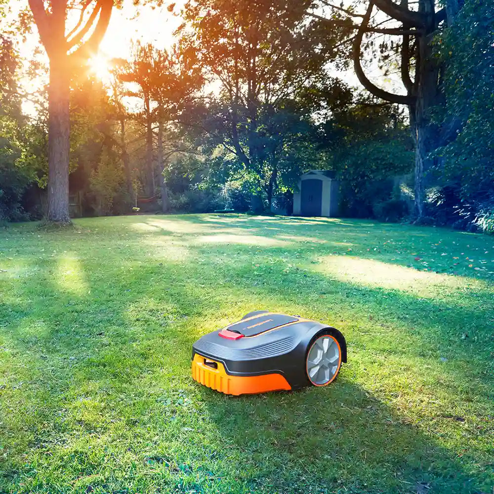 LawnMaster Robotic Lawn Mower L12 in large garden