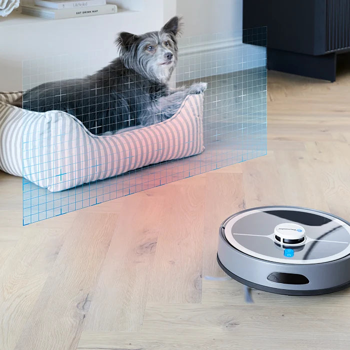 Vacmaster REi Robot vacuum cleaner No Go Zone in front of dog bed 