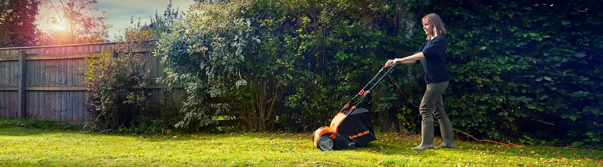 LawnMaster Scarifier in a UK Garden