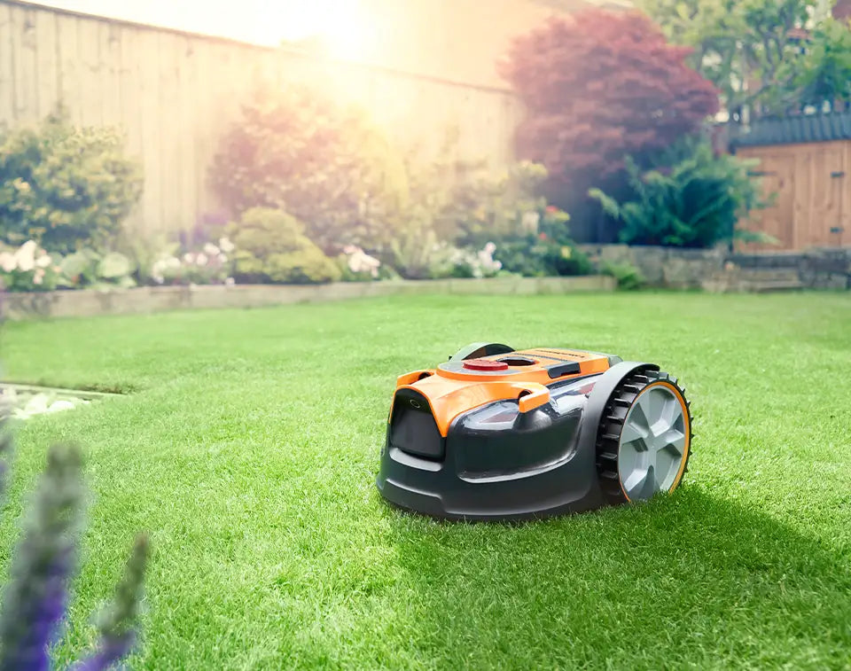 VBRM16 OcuMow Robot Mower in a UK Garden