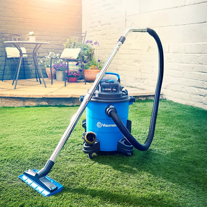 Garden vacuum cleaner on UK lawn