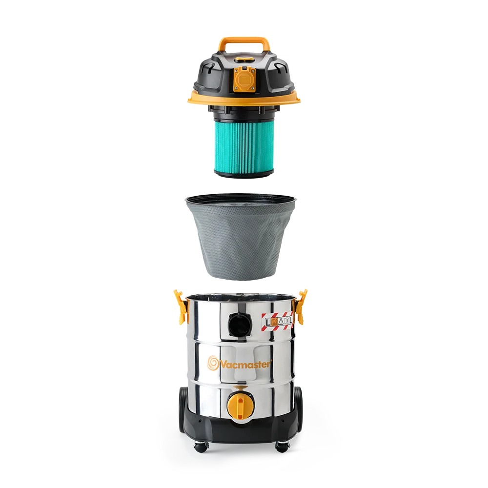 Vacmaster Power WDL30 PTO 110V wet and dry vacuum cleaner filter set up