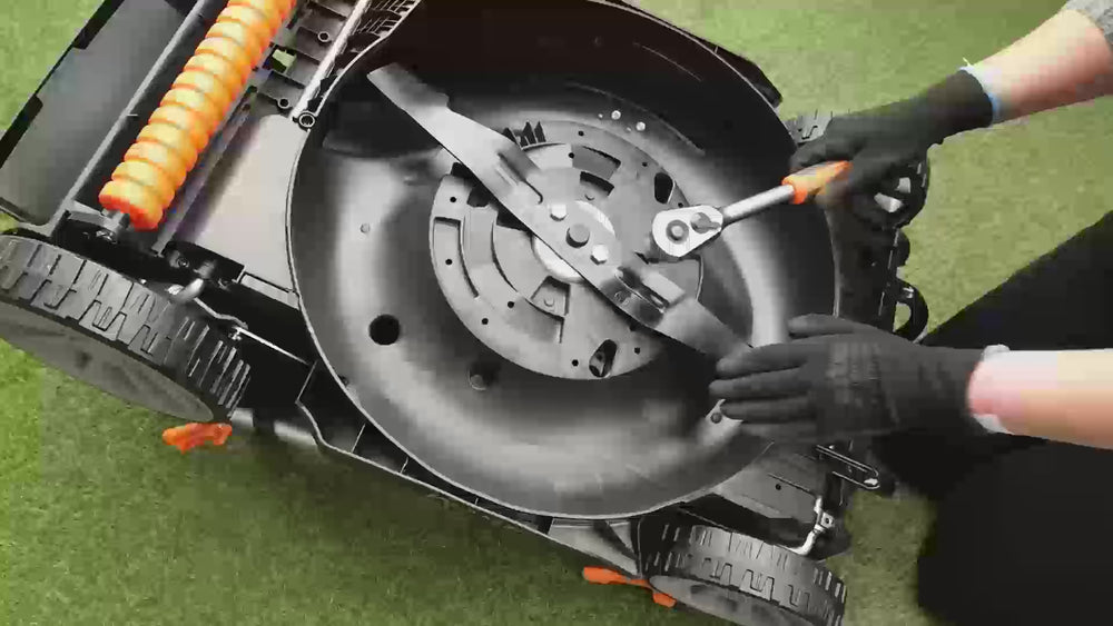 Video showing you how to change the blade on the LawnMaster 60V Cordless Lawnmower