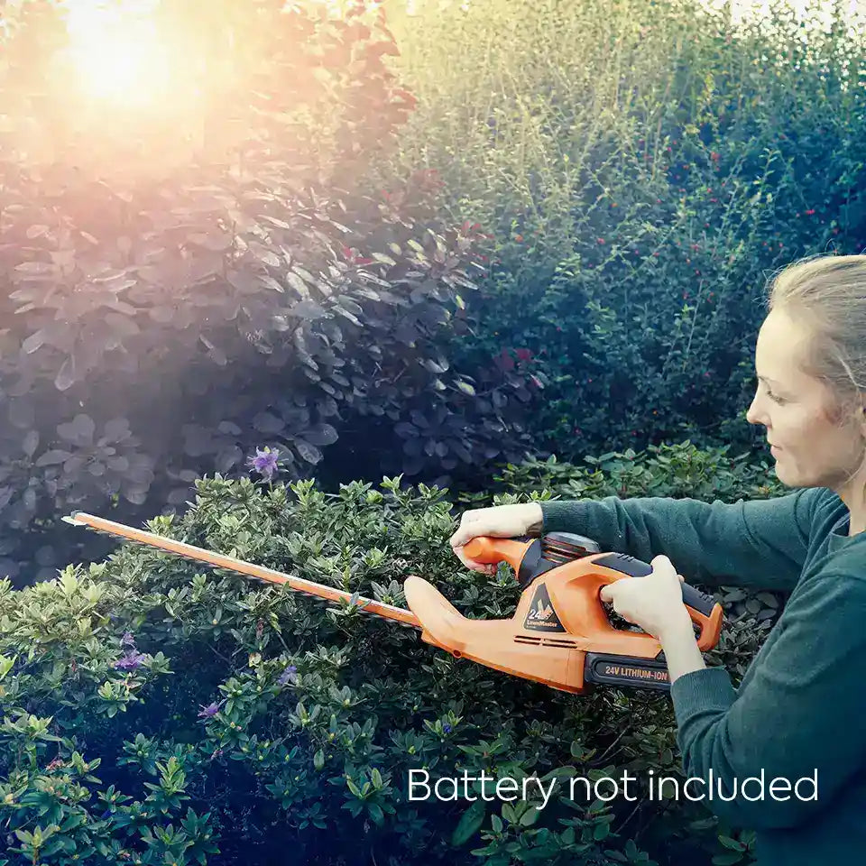 LawnMaster Cordless Hedge Trimmer CLHT2452 Bare Trimming Bush