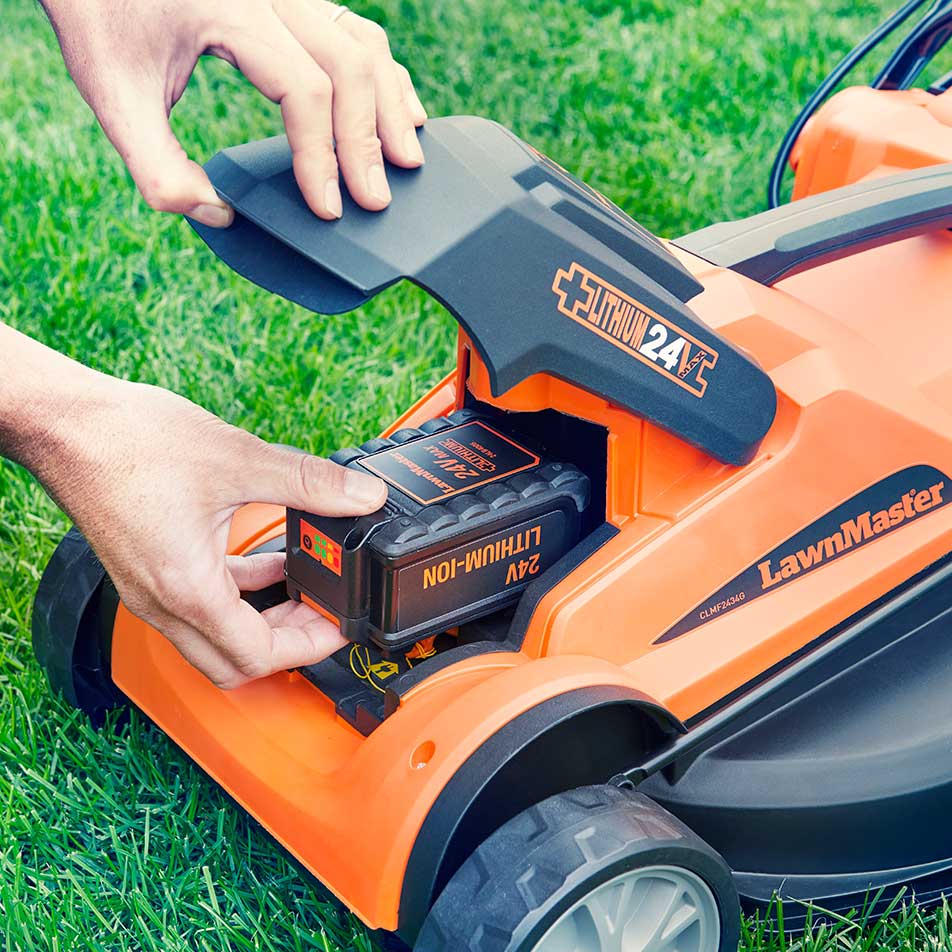 LawnMaster MX 24V 34cm Cordless Lawn Mower with Spare Battery