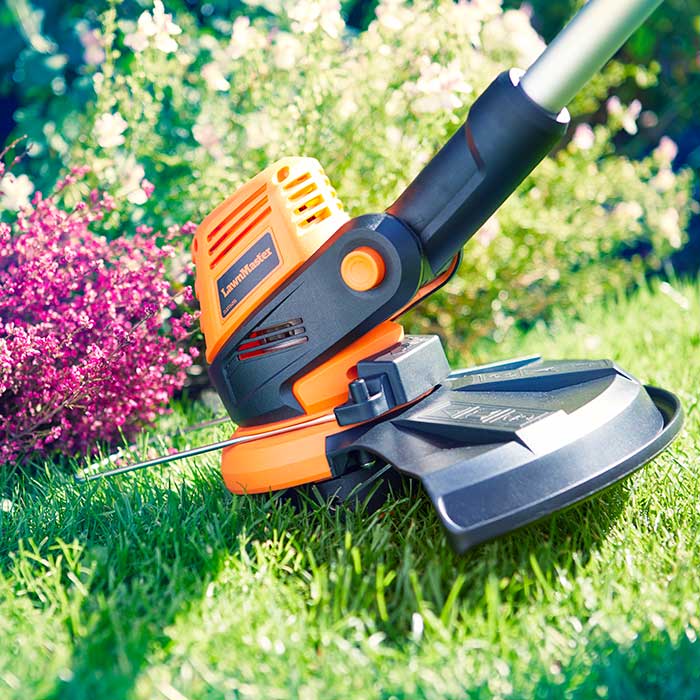LawnMaster MX 24V 37cm Cordless Lawnmower Grass Trimmer Set With Spare Battery Cleva